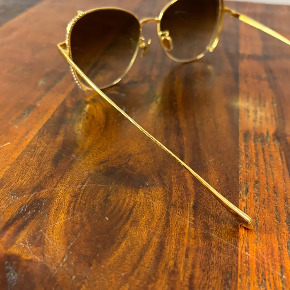 Charles & Keith Gold Butterfly Swarovski Crystal Sunglasses CK3-71280532 Brown‎